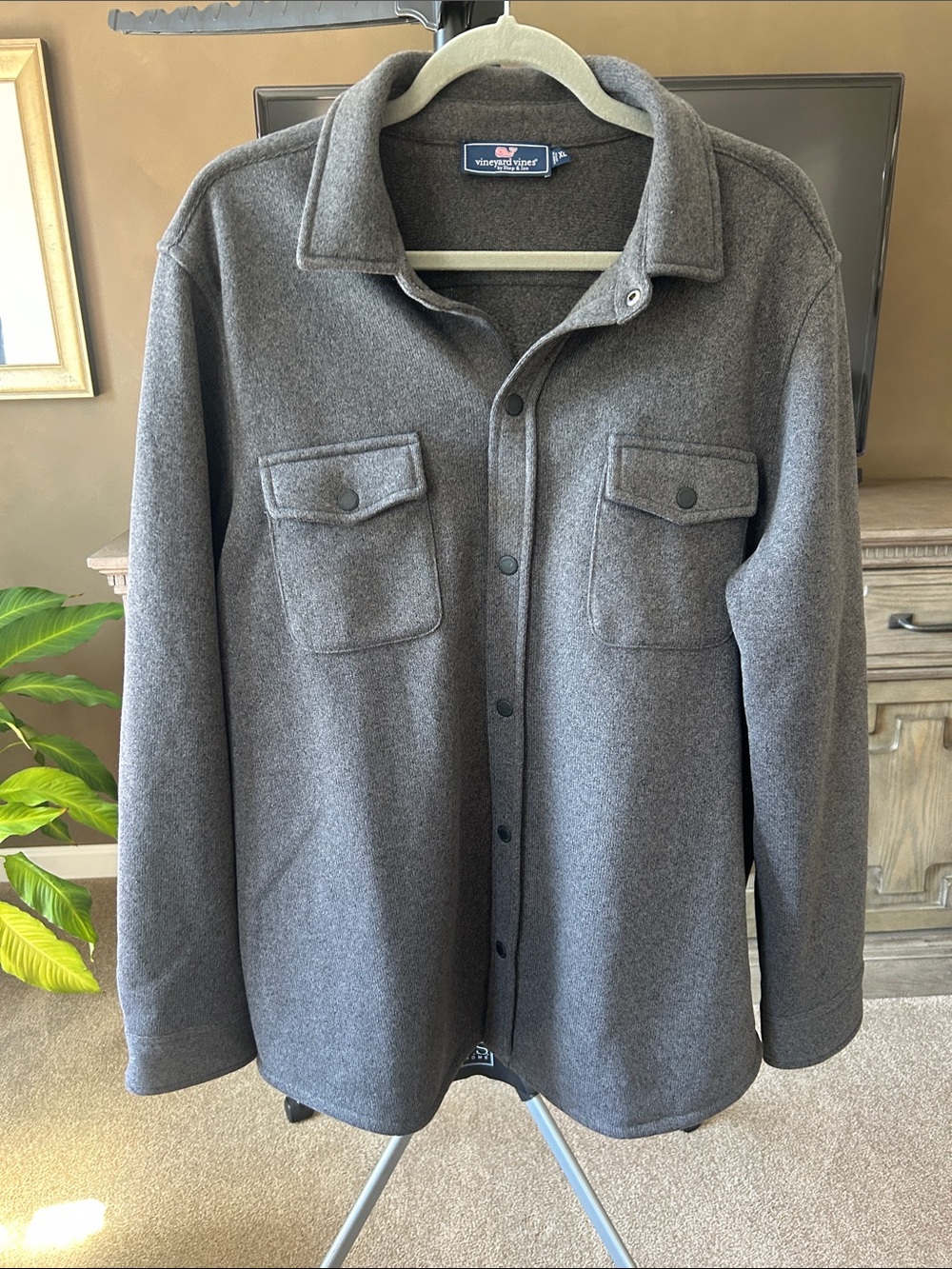 Vineyard Vines Men's Charcoal Gray Snap-Front Shirt Jacket